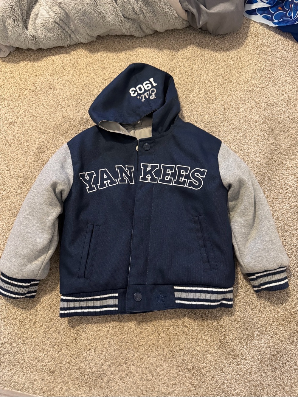 YANKEES Navy and Gray Hooded Kids' Jacket